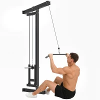 SPORTNOW Appareil de musculation mural, station de traction, poulie haute et basse, 2 poulies, en acier, 75 x 16 x 192 cm, noir(m-11)
