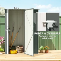 Outsunny Capanno Porta Attrezzi in Metallo con Tetto Inclinato e Porta Bloccabile, 142x86x189 cm, Grigio Chiaro(m-6)