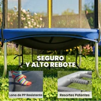 SPORTNOW Cama Elástica Exterior Ø183 cm Trampolín para Niños de +6 Años Adultos con Red de Seguridad Escalera de 2 Peldaños Azul(m-6)