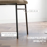 HOMCOM Scaun de masă, Design contemporan și elegant, Material textil cu efect de in, Oțel, 52 x 55 x 80 cm,  Maro deschis(m-6)