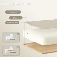 HOMCOM Sedia da Ufficio Reclinabile a 155° con Poggiapiedi, Doppia Imbottitura e Rivestimento in Finta Pelle, Beige(m-6)