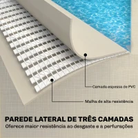 Outsunny Piscina Desmontável Tubular 394,5x208,3x80,5 cm 6075 L Retangular com Estrutura Metálica para 4-6 Pessoas Cinza(m-5)
