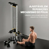 SPORTNOW Máquina de Polias de Parede Ajustável em 15 Posições Multifunções para Ginásio e Casa 62x60x200 cm Preto(m-7)