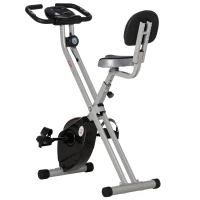 HOMCOM Folding Exercise Bike, Fitness Bicycle Indoor Trainer, 8-Level Magnetic Resistance Adjustable, with LCD Monitor, Pulse Sensor, Grey(m-11)
