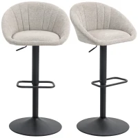 HOMCOM Lot de 2 tabourets de bar, chaises de bar hauteur réglable avec dossier et accoudoirs, repose-pieds, beige(m-11)