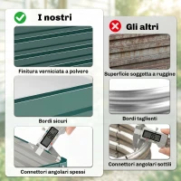 Outsunny Letto per Orto Rialzato a Fondo Aperto con Rivestimento, in Acciaio Zincato, 120x120x30 cm, Verde(m-5)