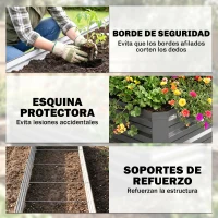 Outsunny Jardinera Exterior Grande Rectangular de Acero Galvanizado Huerto Urbano con Base Abierta 240x60x30 cm Gris Oscuro(m-7)