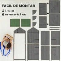 Outsunny Armário de Jardim de Madeira 77x54,2x179 cm 0,3 m² Armário de Armazenamento com 3 Prateleiras e 2 Portas Cinza e Verde(m-8)