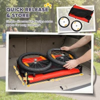 PawHut Dog Bike Trailer, Dog Cart Bicycle Carrier for Small and Medium Pets with 20" Inflatable Rubber Wheels, Red(m-5)