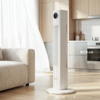 HOMCOM 28dB Tower Fan for Bedroom, 36 inch, 8 m/s Velocity Standing Cooling Fan with 80° Oscillating, BLDC Motor, 12 Speeds, LED Display, 4 Modes, 12H Timer, Remote Control, White(m-3)