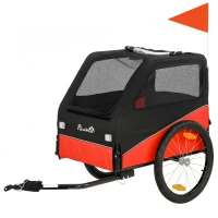 PawHut Dog Bike Trailer, Dog Cart Bicycle Carrier for Small and Medium Pets with 20" Inflatable Rubber Wheels, Red(m-1)