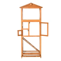 PawHut Cotet pentru Păsări Exterior din Lemn cu 2 Uși și Tava Extensibilă 68×63×165 cm(m-19)