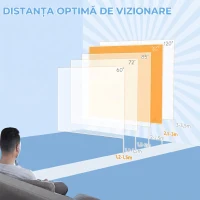 HOMCOM Ecran pentru proiector 84" 16:9 motorizat cu telecomandă, 215x8x140cm, alb(m-6)