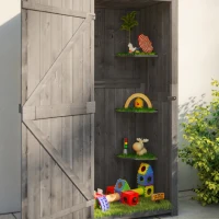 Outsunny Armário de Jardim de Madeira 77x54,2x179 cm 0,3 m² Armário de Armazenamento com 3 Prateleiras e 2 Portas Cinza e Verde(m-9)