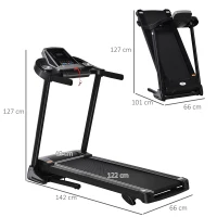 HOMCOM Folding Treadmill, Compact Running Machine with LED Display, Drink & Phone Holder for Home Workout(m-3)