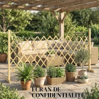 Outsunny Barriere Extensible en Bois de Sapin 180 cm, Base stable, pour Intérieur Extérieur Balcon Jardin, 180x30x90cm, Naturel(m-8)