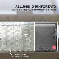 HOMCOM Cassetta degli Attrezzi da 96L in Alluminio con Serratura, 2 Chiavi e Maniglia Laterale, 76.2x35.5x40.6 cm, Argento(m-4)
