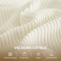 HOMCOM Canapé 2 places en velours côtelé, canapé de salon moderne 134 cm, assise rembourrée, coussin à ressorts, crème(m-5)