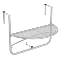 Outsunny Tavolino da Ringhiera Pieghevole con 3 Altezze Regolabili in Metallo, 60x47x50cm, Bianco(m-11)
