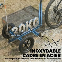 SPORTNOW Remorcă bicicletă, remorcă cargo 65L cu cutie pliabilă și capac, roți pneumatice cu eliberare rapidă(m-4)