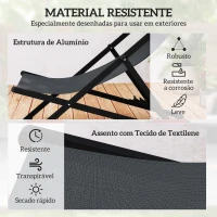 Outsunny Conjunto de 2 Espreguiçadeiras Dobráveis de Alumínio com Encosto Ajustável em 5 Posições e Apoio de Cabeça 60x100x85 cm Cinzento(m-6)