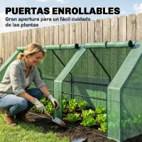Outsunny Invernadero de Exterior Invernadero de Jardín 270x90x90 cm Tipo Caseta con 3 Ventanas Marco de Acero y Cubierta de PE 140g/㎡ para Cultivo Plantas Flores Tomates Verde(m-5)