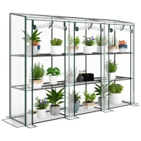 Outsunny Invernadero de Exterior con Estantes de 3 Niveles Puertas con Cremallera y Marco de Acero 215x46x151 cm Transparente(m-10)