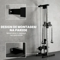 SPORTNOW Máquina de Polias de Parede Ajustável em 15 Posições Multifunções para Ginásio e Casa 62x60x200 cm Preto(m-5)
