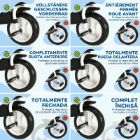 HOMCOM Triciclu Pătuț pentru Copii cu Mâner, Parasolar Reglabil și Centură de Siguranță, Albastru Închis(m-19)