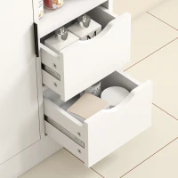 HOMCOM Meuble de salle de bain, meuble de rangement étroit avec 2 tiroirs, compartiments ouverts, 50x25x100cm, blanc(m-9)