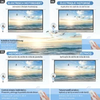 HOMCOM Ecran pentru proiector 84" 16:9 motorizat cu telecomandă, 215x8x140cm, alb(m-4)