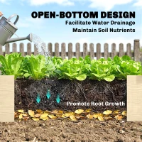 Outsunny Pat pentru Grădină Ridicat din Lemn de Brad cu Fund Deschis și 2 Secțiuni Separate, 244x61,5x27cm(m-5)