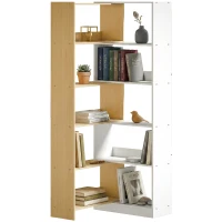 HOMCOM 350° drehbares Eckregal mit 5 Ebenen, verlängerbares L-förmiges Aufbewahrungsregal, 60-111x24x164cm, Eiche(m-7)