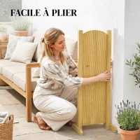 Outsunny Barriere Extensible en Bois de Sapin 180 cm, Base stable, pour Intérieur Extérieur Balcon Jardin, 180x30x90cm, Naturel(m-6)