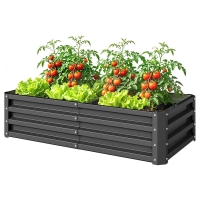 Outsunny Carré potager de jardin rectangulaire tôle d'acier ondulée 120 x 60 x 30,5 cm gris