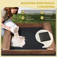 Drewniany piaskownica z daszkiem i siedziskiem, z siatką(m-6)