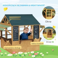 AIYAPLAY Wooden Playhouse for Kids Outdoor, Foldable Wendy House with Windows, Working Door, Service Stations, Rain Capes, Kids Garden Toys for 3-8 Years(m-6)