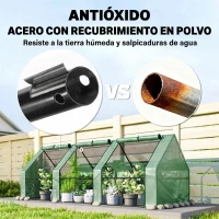 Outsunny Invernadero de Exterior Invernadero de Jardín 270x90x90 cm Tipo Caseta con 3 Ventanas Marco de Acero y Cubierta de PE 140g/㎡ para Cultivo Plantas Flores Tomates Verde(m-7)