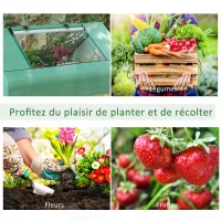 Outsunny Mini serre de jardin mini serre tunnel 180x140x80cm toit pointu acier PE haute densité 140 g/m² 2 grandes fenêtres vert foncé(m-7)