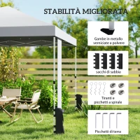 Outsunny Gazebo 3x3 m Pop Up con Tasche Portaoggetti e Sacchi di Sabbia, in Metallo e Tessuto Oxford, Bianco(m-7)