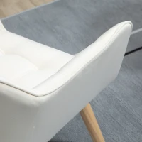 HOMCOM Fotoliu de design scandinav din lemn si catifea de culoare crem, pentru sufragerie sau birou, 67x61,5x71cm(m-15)