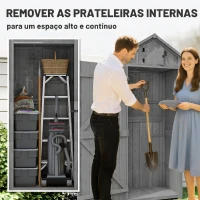 Outsunny Armário de Jardim de Madeira 77x54,2x179 cm 0,3 m² Armário de Armazenamento com 3 Prateleiras e 2 Portas Cinza e Verde(m-5)