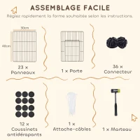 PawHut Enclos pour animaux parc pour petits animaux modulable 24 panneaux pour lapins grillagés en acier 120 x 60 x 80 cm noir(m-5)