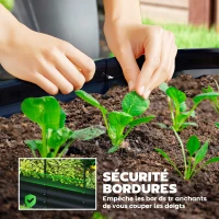 Outsunny Jardinière avec treillis arqué, bac à fleurs en métal avec fond ouvert, gants inclus, 160x90x180cm, gris foncé(m-8)