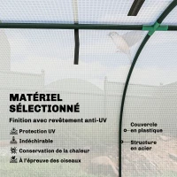 Outsunny Mini serre de jardin serre à tomates 4 x 1 x 0,80 m acier PE anti-UV 4 portes avec zip enroulables blanc(m-4)