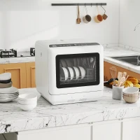 HOMCOM 6L Five-Mode Tabletop Dishwasher - White(m-10)