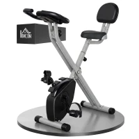 HOMCOM Folding Exercise Bike, Fitness Bicycle Indoor Trainer, 8-Level Magnetic Resistance Adjustable, with LCD Monitor, Pulse Sensor, Grey(m-10)