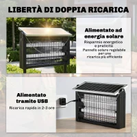 Outsunny Lampada Antizanzare da Esterno a Energia Solare con Rete di Protezione, 45x18x90 cm, Nero(m-4)