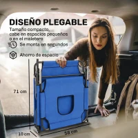 Outsunny Tumbona Plegable con Respaldo Regulable en 4 Posiciones Tumbona de Jardín con Orificio de Lectura Almohada Marco Metálico y Tela Oxford para Playa Terraza Carga 120 kg 190x56x28 cm Azul(m-7)