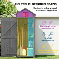 Outsunny Capanno da Giardino Porta Attrezzi in Legno Impermeabile, 77x54.2x179cm - Grigio(m-4)